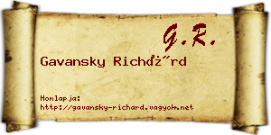 Gavansky Richárd névjegykártya